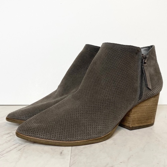 New! Vince Camuto Nethera Perforated Suede Gray Boot 11M - Picture 1 of 16